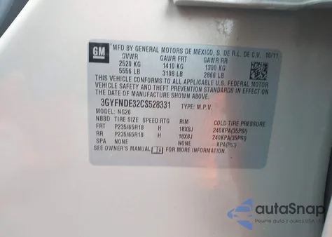 2012 Cadillac Srx Luxury Collection z USA, uszkodzony, nr VIN 3GYFNDE32CS528331